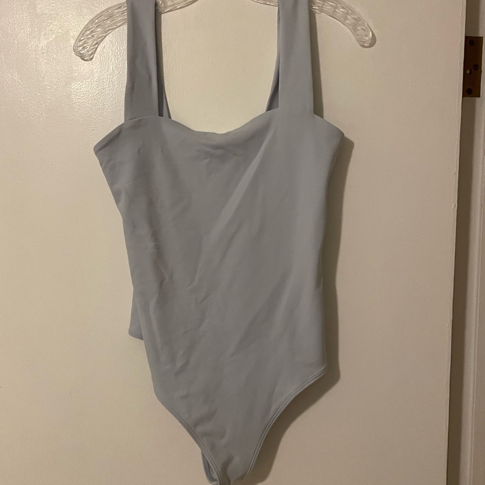 Abercrombie Double-Layered Seamless Fabric Squareneck Bodysuit in lavender